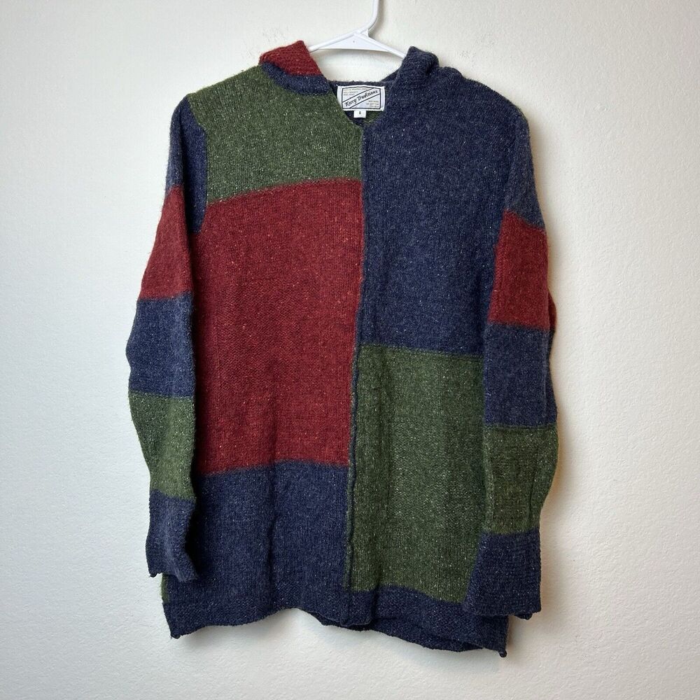 Kerry Traditions Woollen Mills Killarney Ireland Sweater S Colorblock Wool Silk
